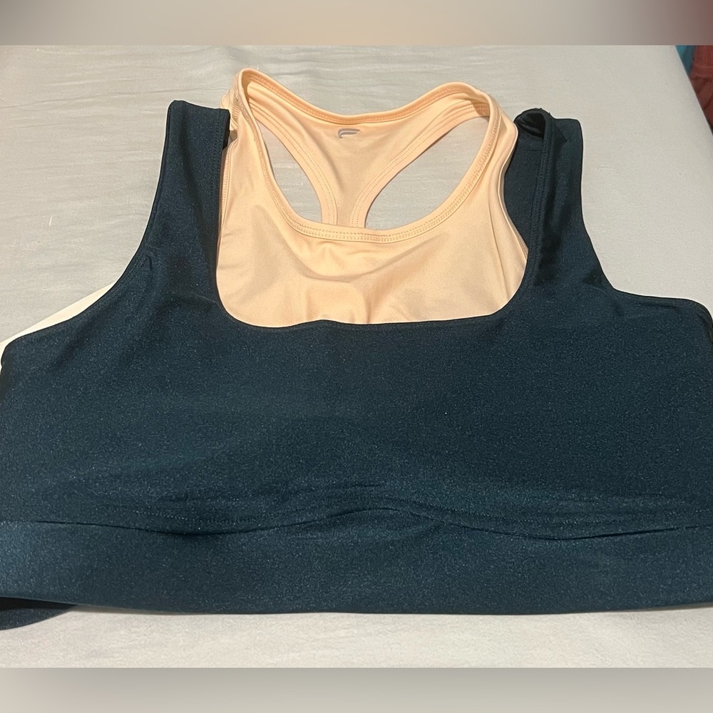 Fabletics teal and Peach Sports Bra